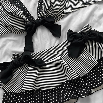 M size•Black dots & stripes bikini Set