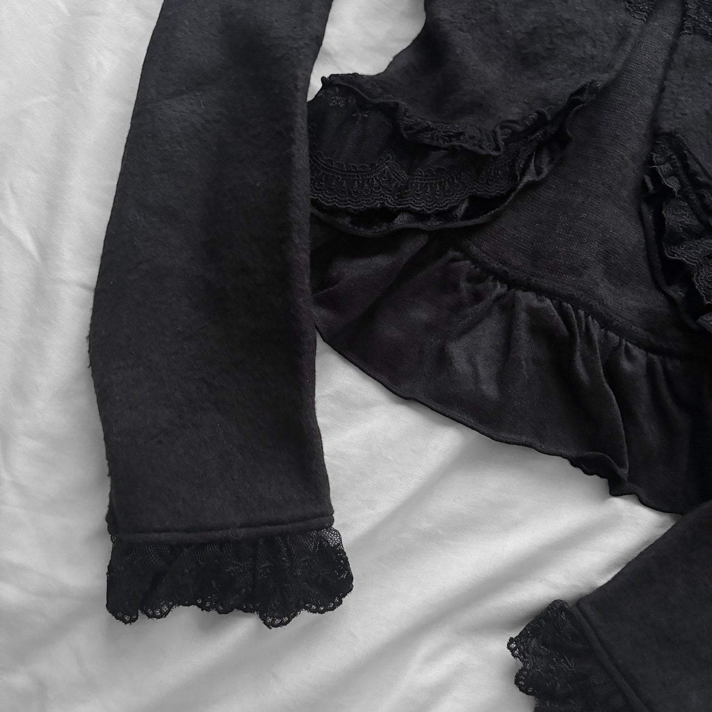 ‘Axes Femme’ Black Cardigan Top With Lace