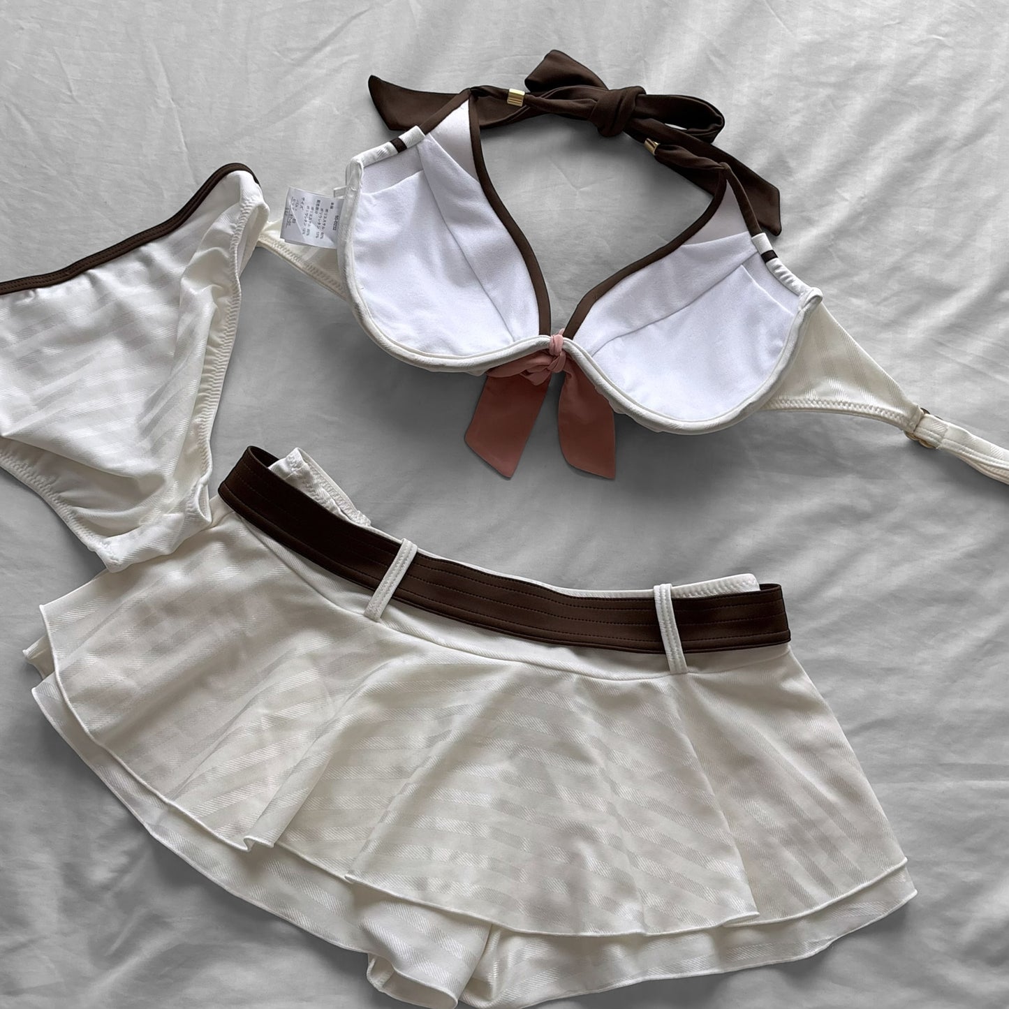M/L size•Y2K creamy & brown bikini Set