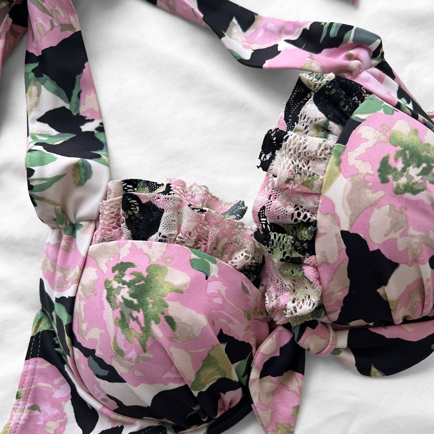 S size•Pink Floral & lace bikini Set