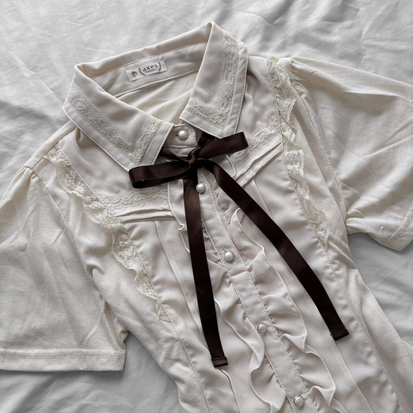 ‘Axes Femme’ Creamy Lace & Frills Top