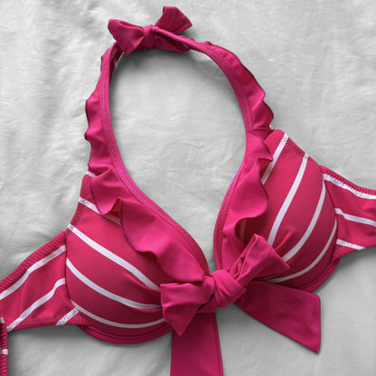 M size•Hot Pink Striped bikini Set