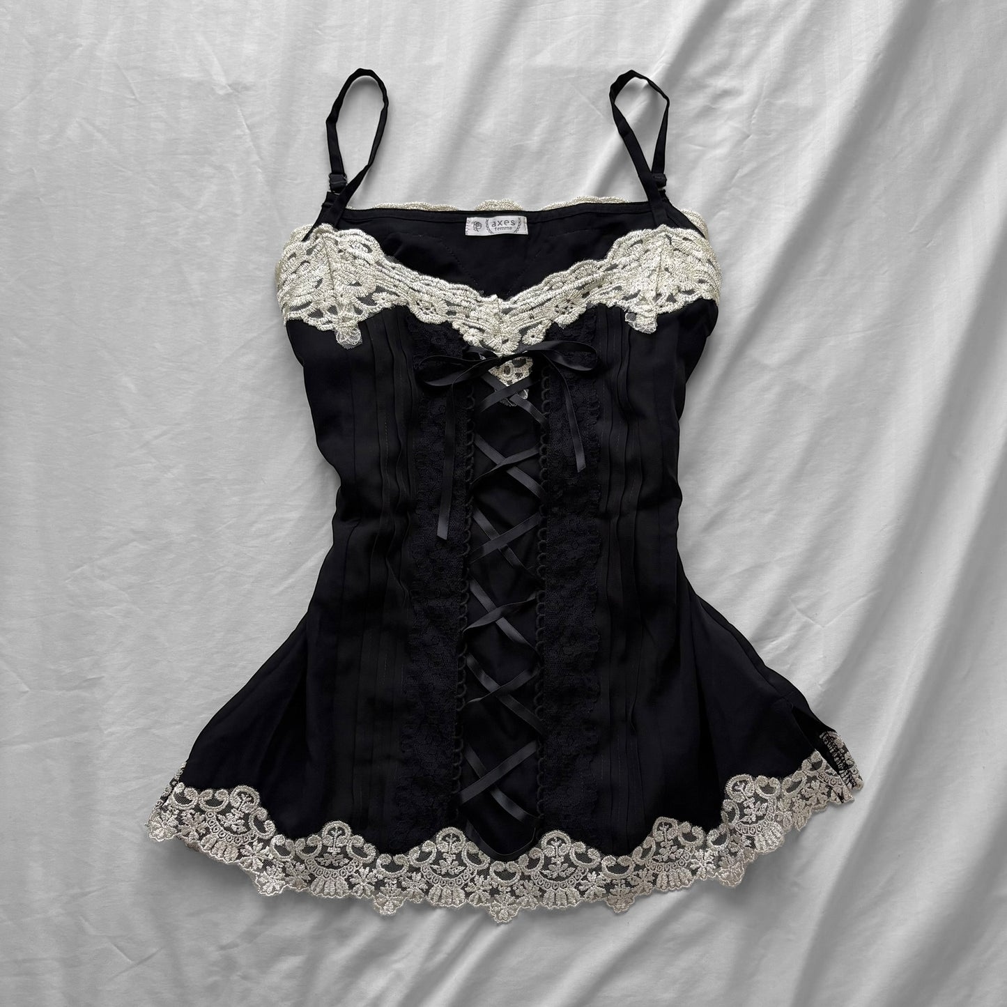‘Axes Femme’ Black & Lace Corset Top