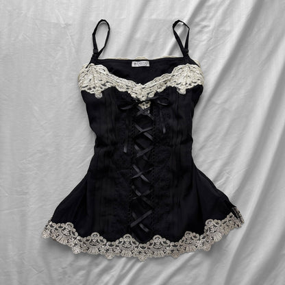 ‘Axes Femme’ Black & Lace Corset Top