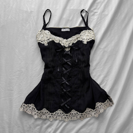 ‘Axes Femme’ Black & Lace Corset Top