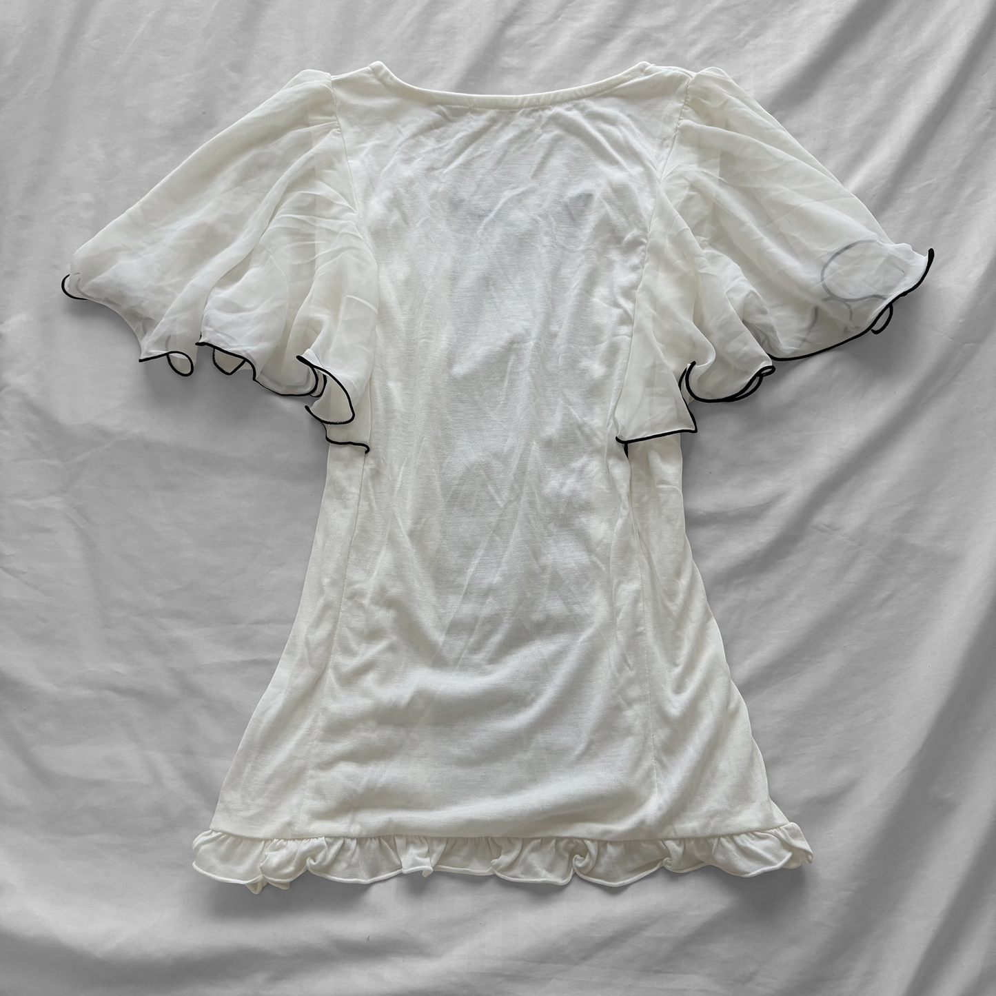 Rare ‘Axes Femme’ White Frilly Sleeves Top
