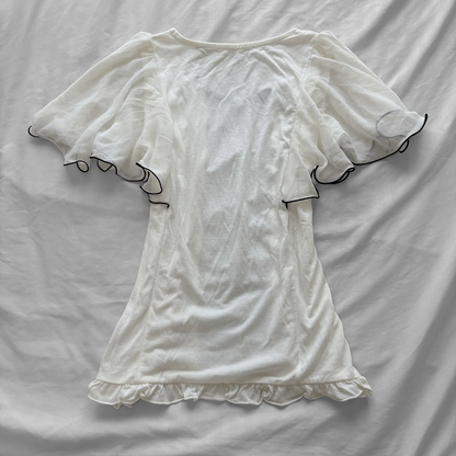 Rare ‘Axes Femme’ White Frilly Sleeves Top