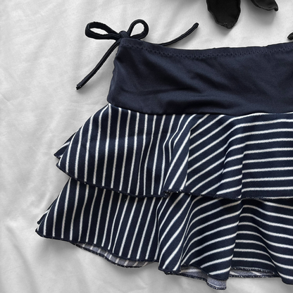 L size•Navy & White stripes bikini Set