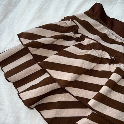 Sparkly striped brown bikini set