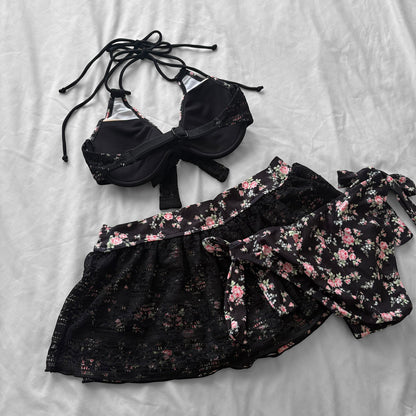 M size•Black lace & Floral bikini Set