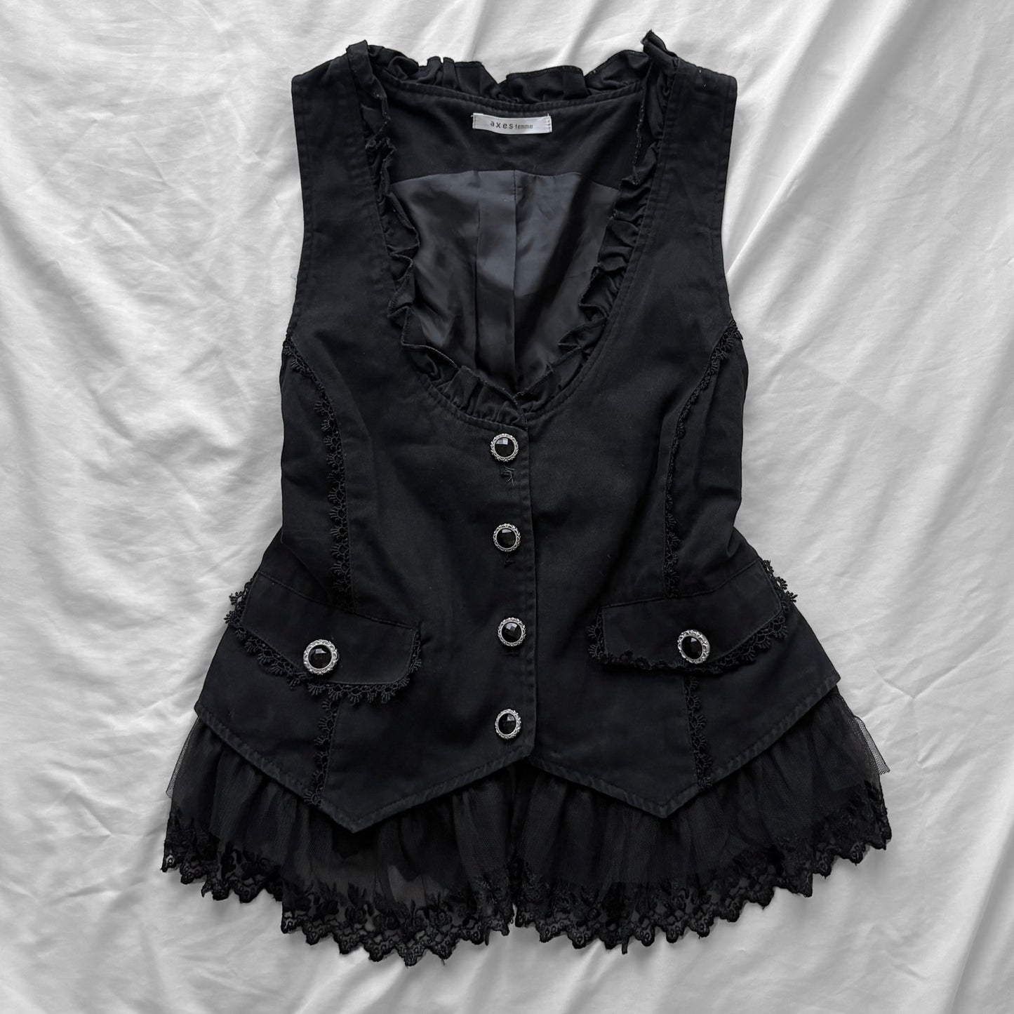 ‘Axes Femme’ Black Vest Top
