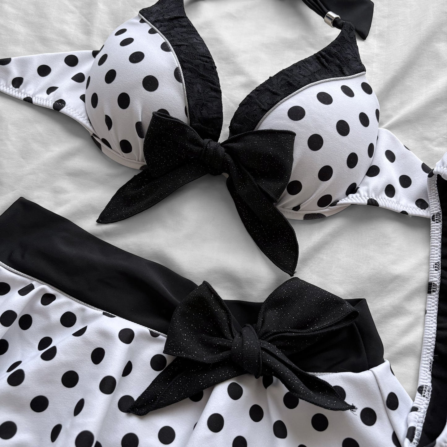 S size•White & dots glittery bikini Set