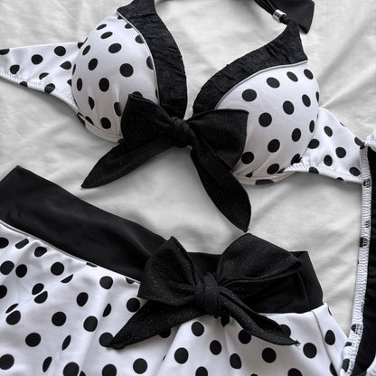 S size•White & dots glittery bikini Set