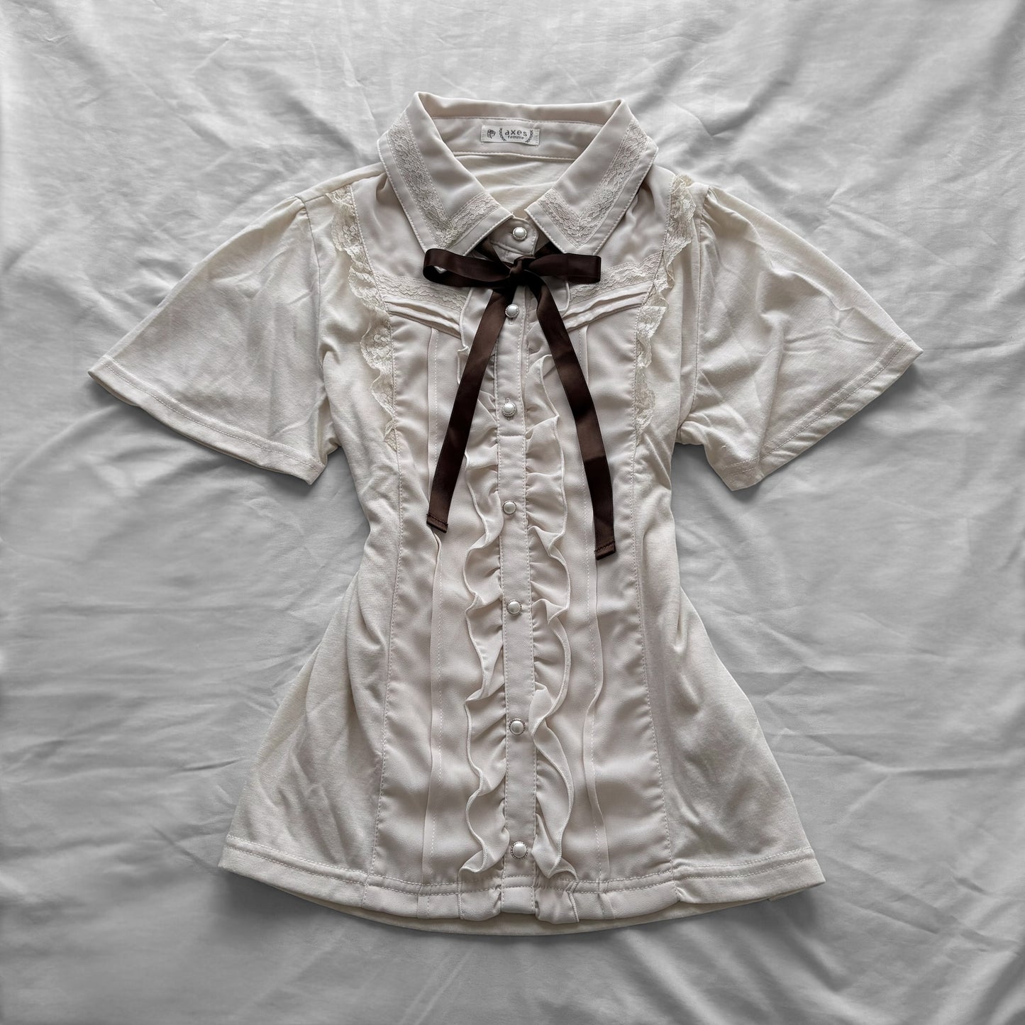 ‘Axes Femme’ Creamy Lace & Frills Top