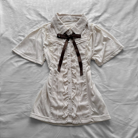 ‘Axes Femme’ Creamy Lace & Frills Top