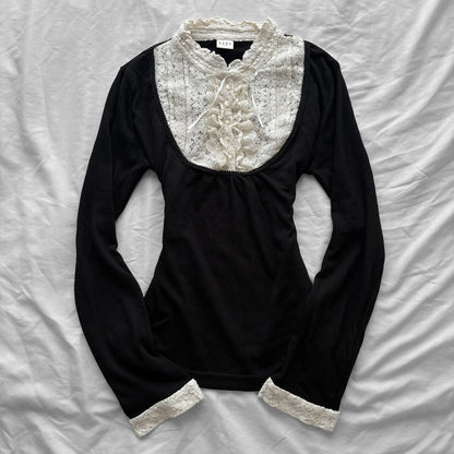 ‘Axes Femme’ Long Sleeve Black Top & dreamy lace