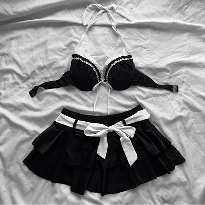 M size•Black & White coquette bikini Set