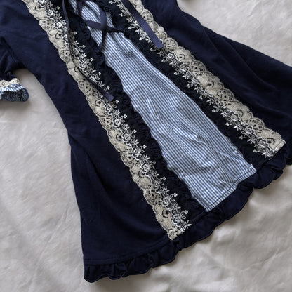 ‘Axes Femme’ Corset Navy Blue Top