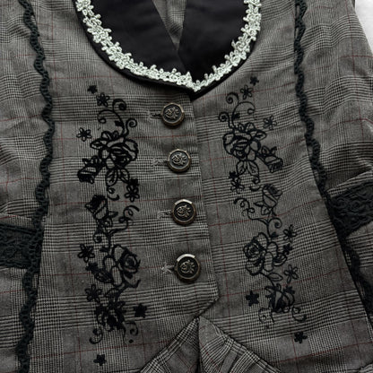 ‘Axes Femme’ Grey Plaid Gothic Dress