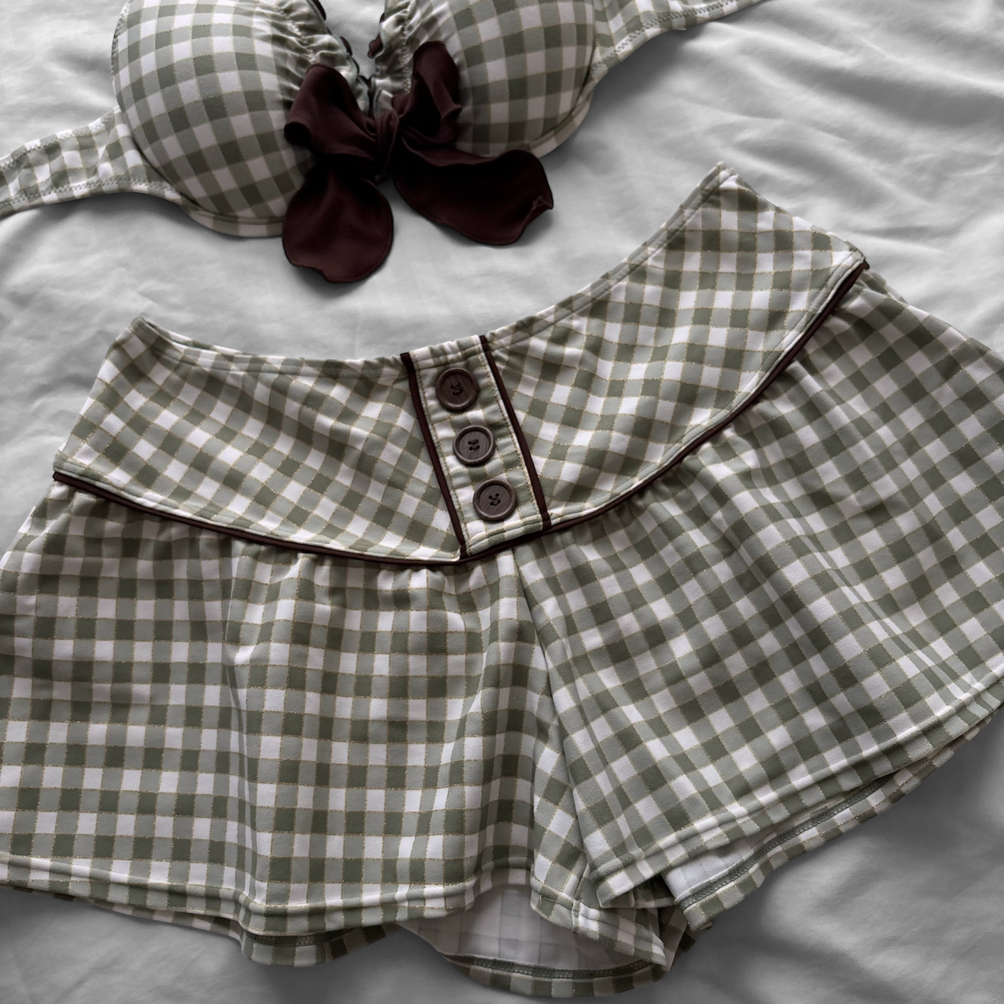 M size•green plaid bikini Set