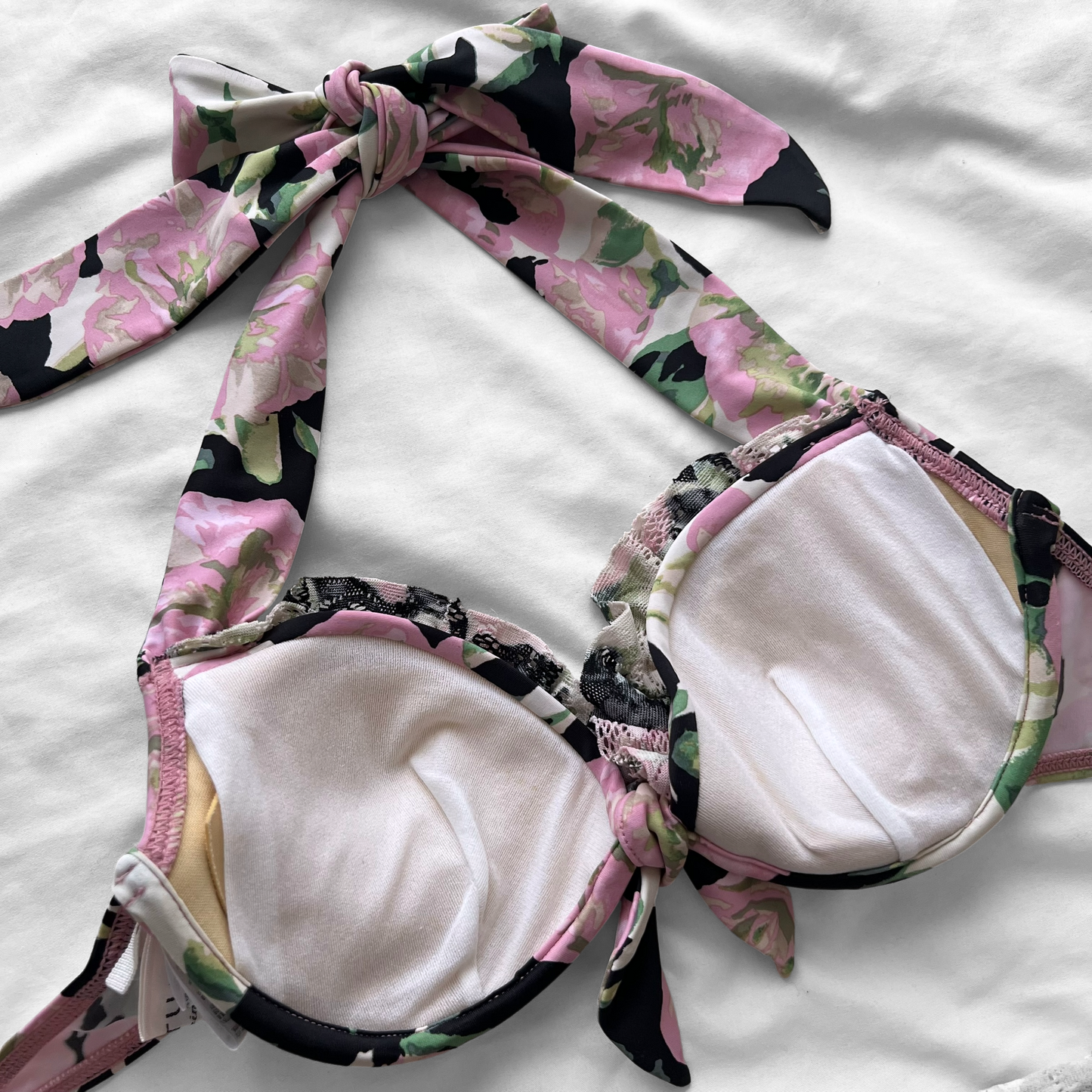 S size•Pink Floral & lace bikini Set