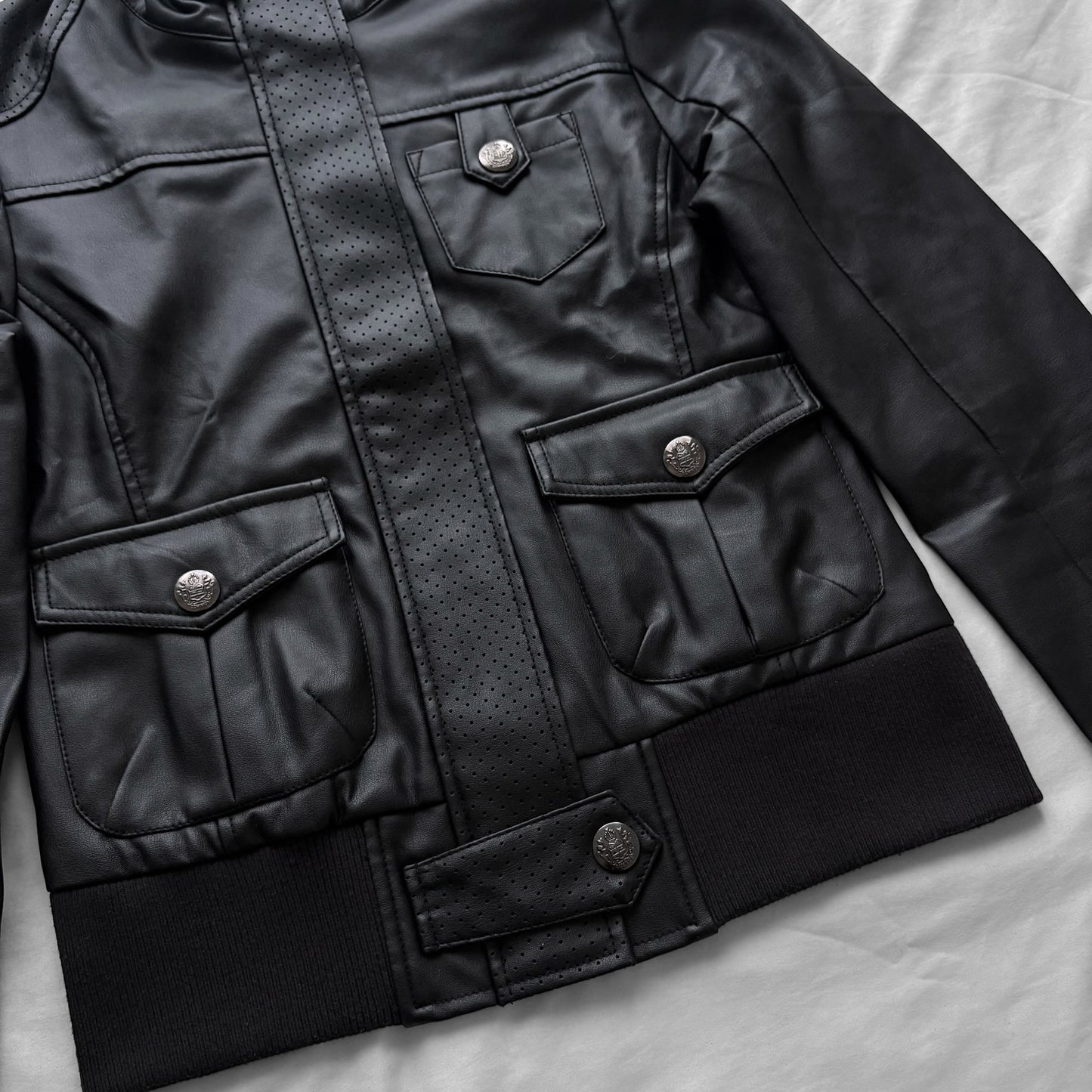 Black Archive Leather Military Jacket