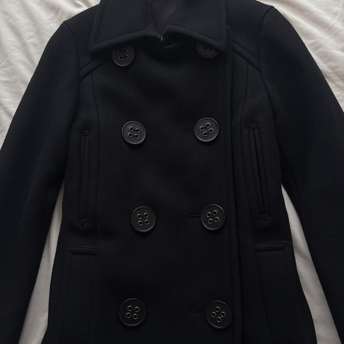 Big Buttoned Black Peacoat