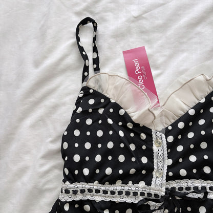 Black Polka Dot & ruffles Camisole