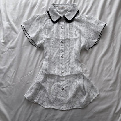 White Polka Dot & Lace Blouse