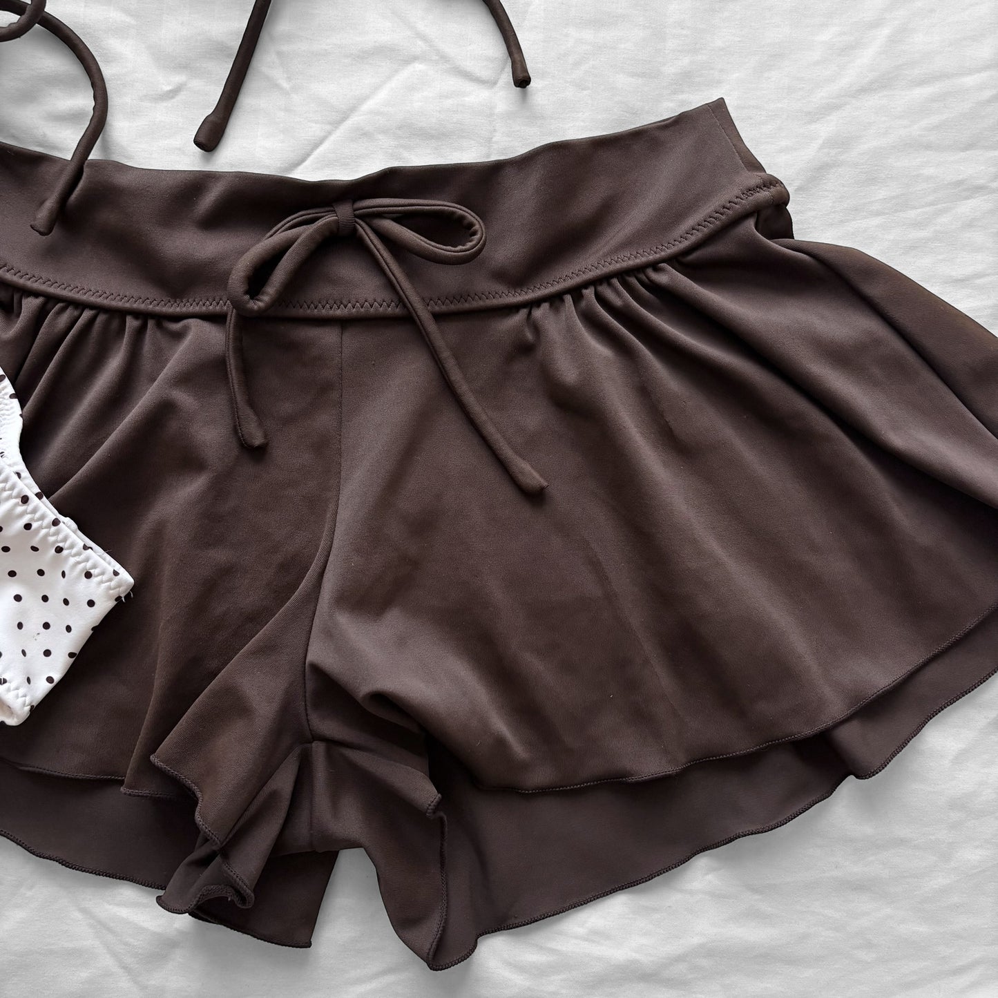 M size•Brown & white polka dot 5-piece bikini Set