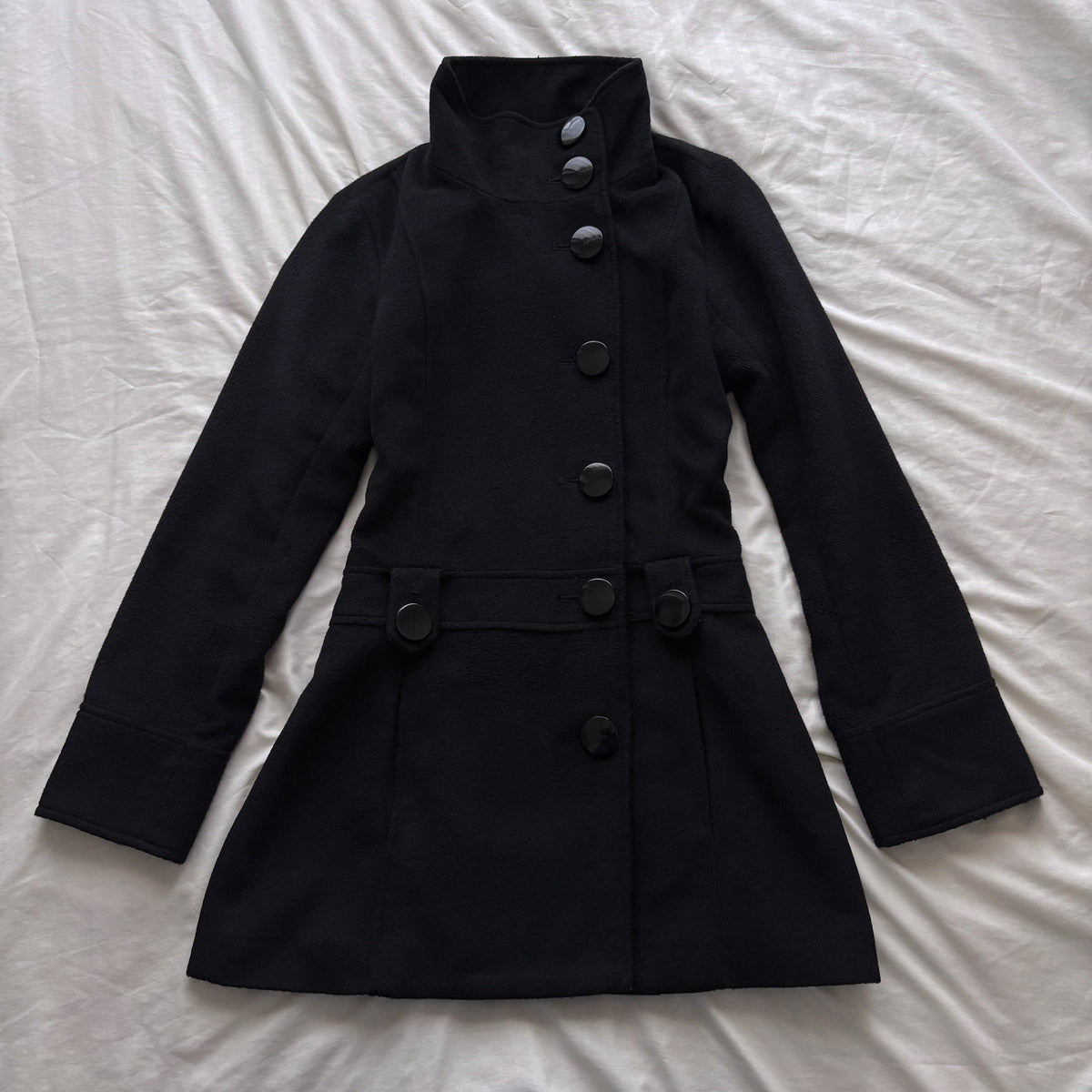 Black Long Button Front Coat