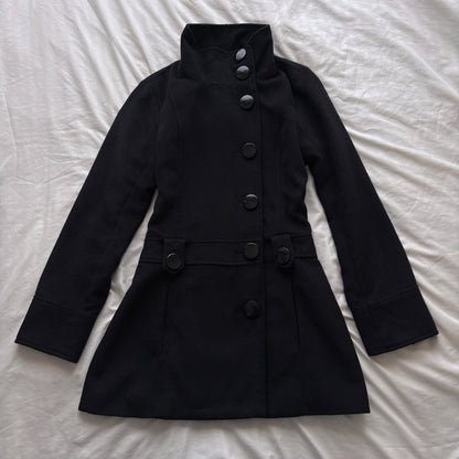 Black Long Button Front Coat
