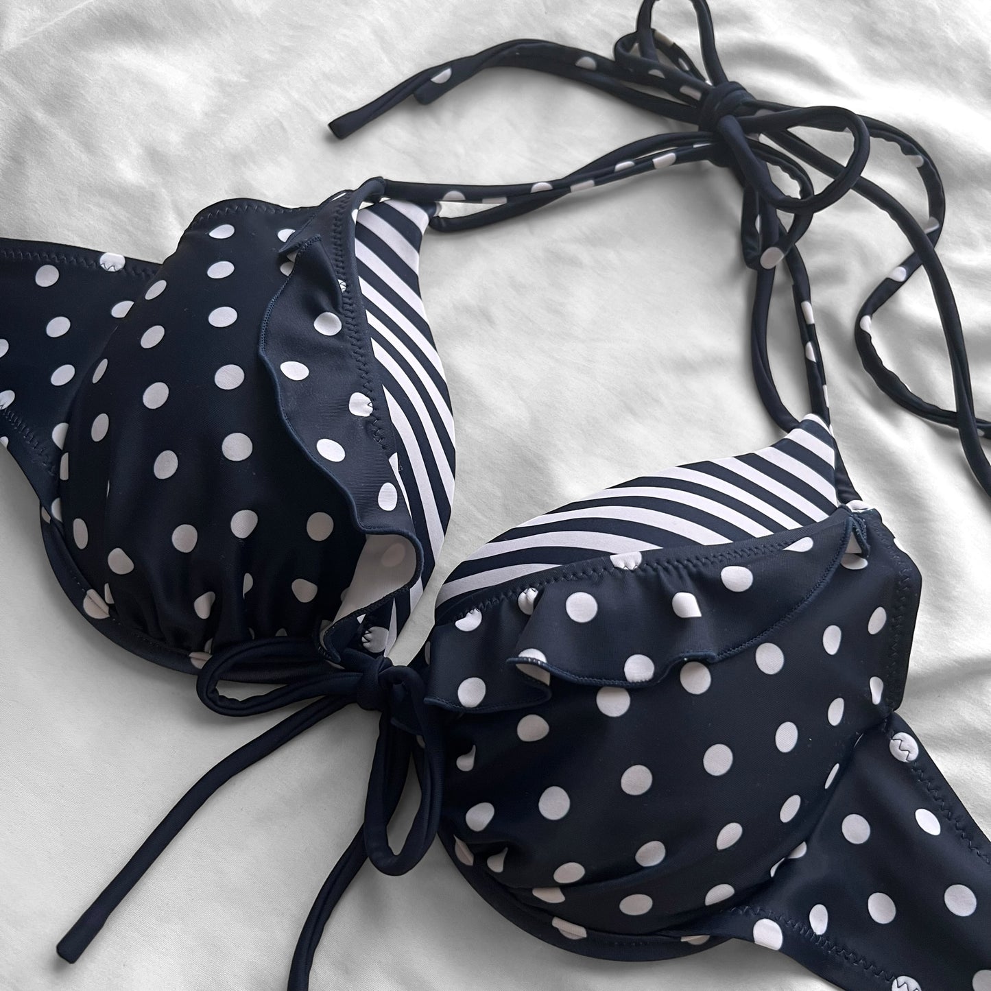 L size•Navy dots & stripes bikini Set