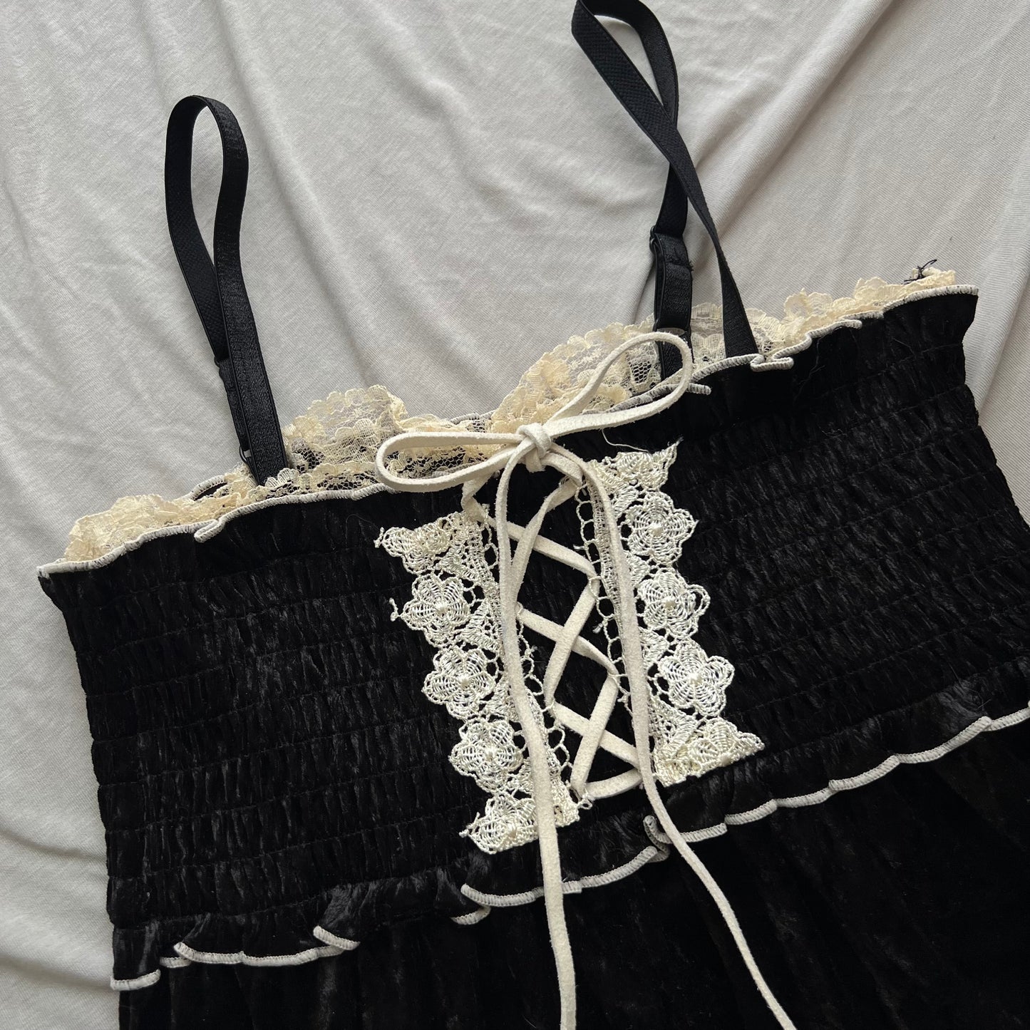 Dark coquette lace up dress