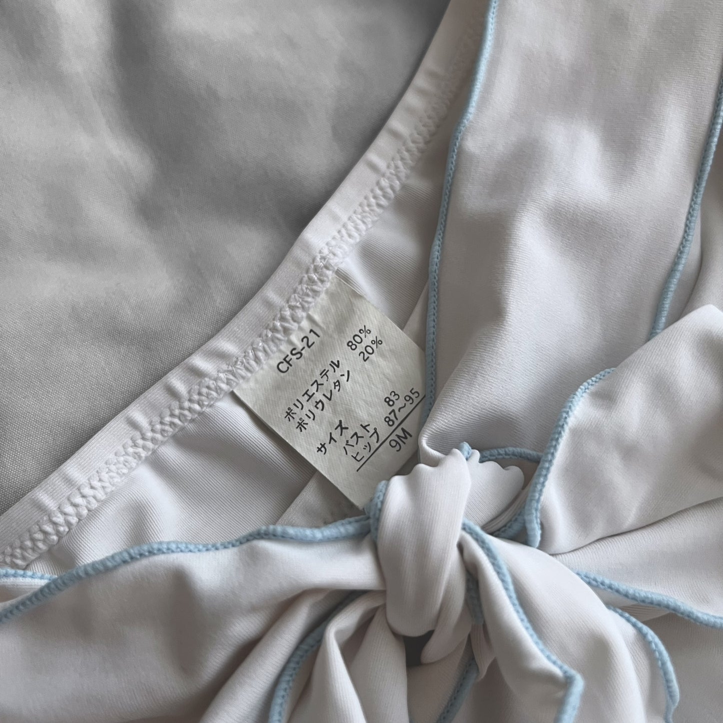 M size•White & Baby Blue hem bikini Set