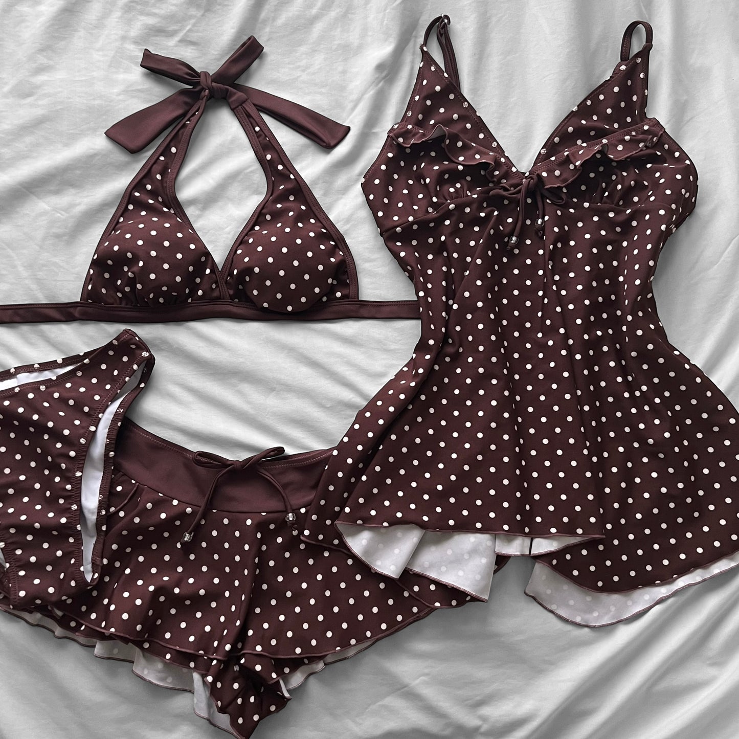 M size•Brown 4-piece bikini Set