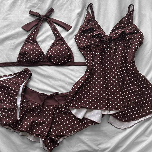 M size•Brown 4-piece bikini Set