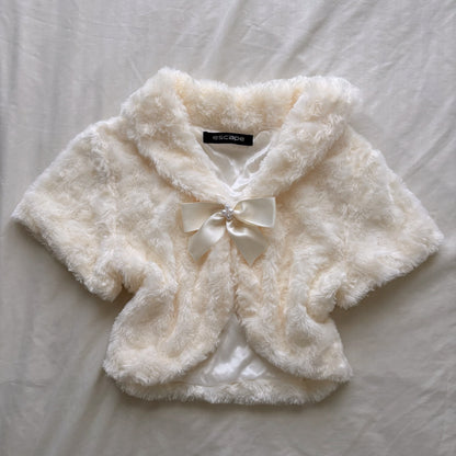 Creamy Fluffy Faux Fur Cropped Jacket