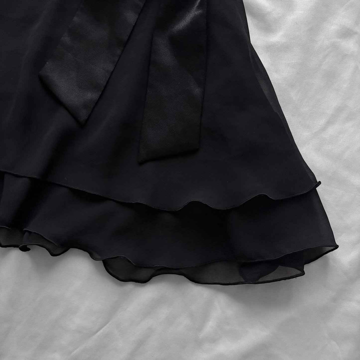 Flowy Black Ribbon Mini Skirt