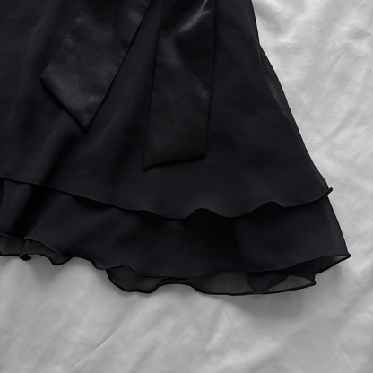 Flowy Black Ribbon Mini Skirt