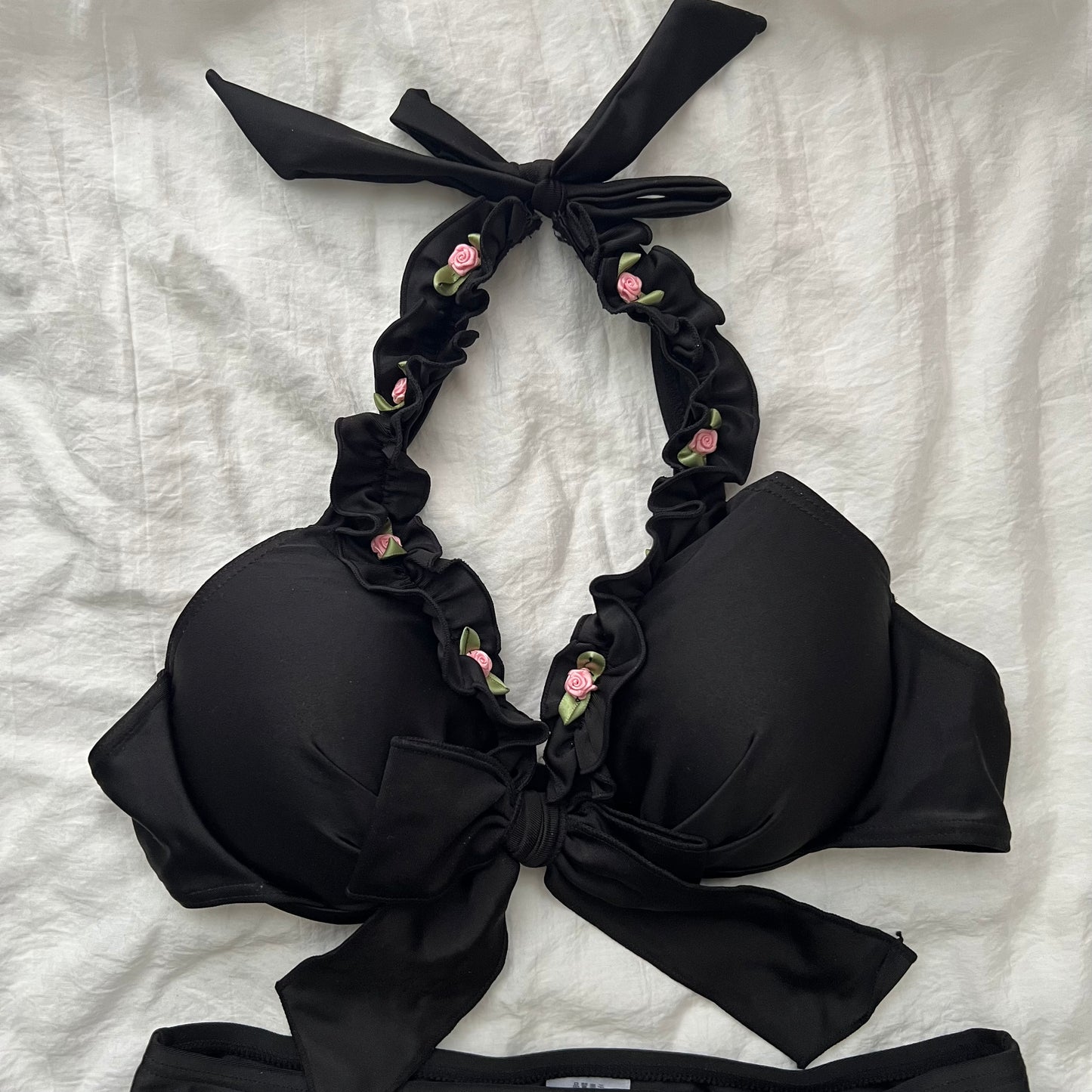 L size•Black flower coquette bikini Set