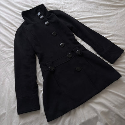 Black Long Button Front Coat