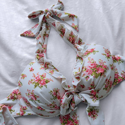 L size•White Floral bikini Set