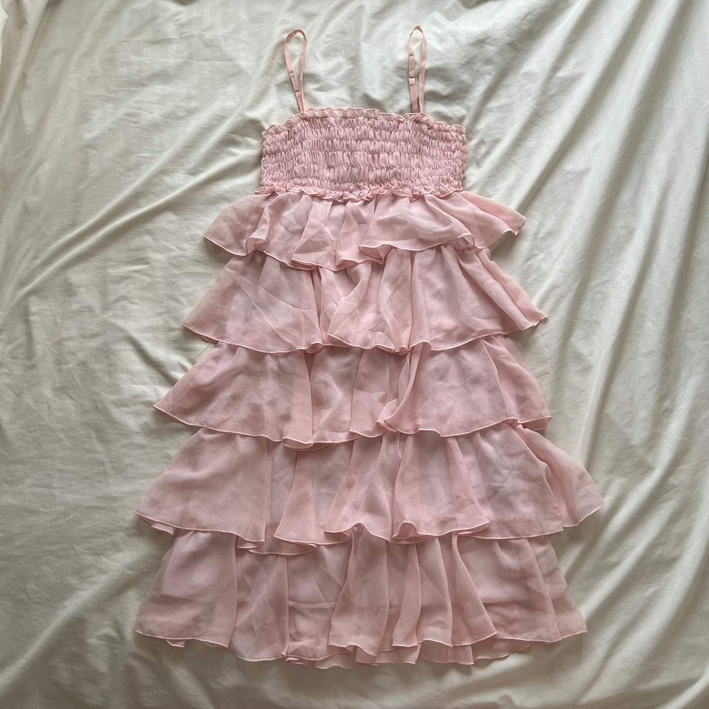 Pink frill layered dress