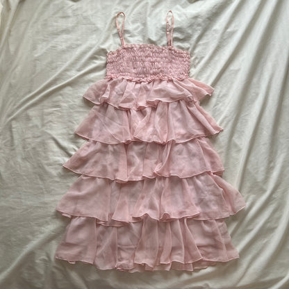 Pink frill layered dress