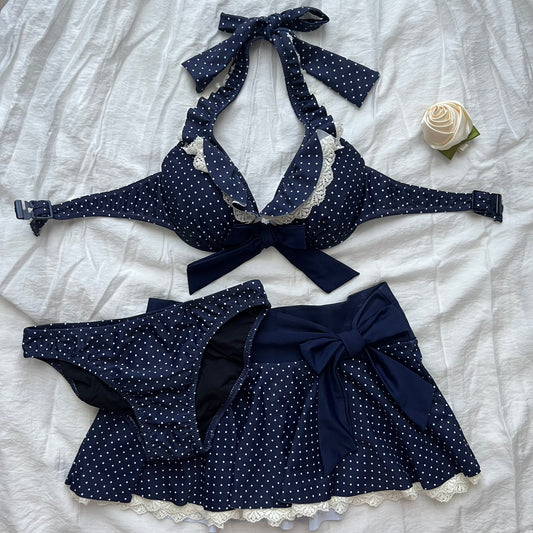 Navy lace bikini set