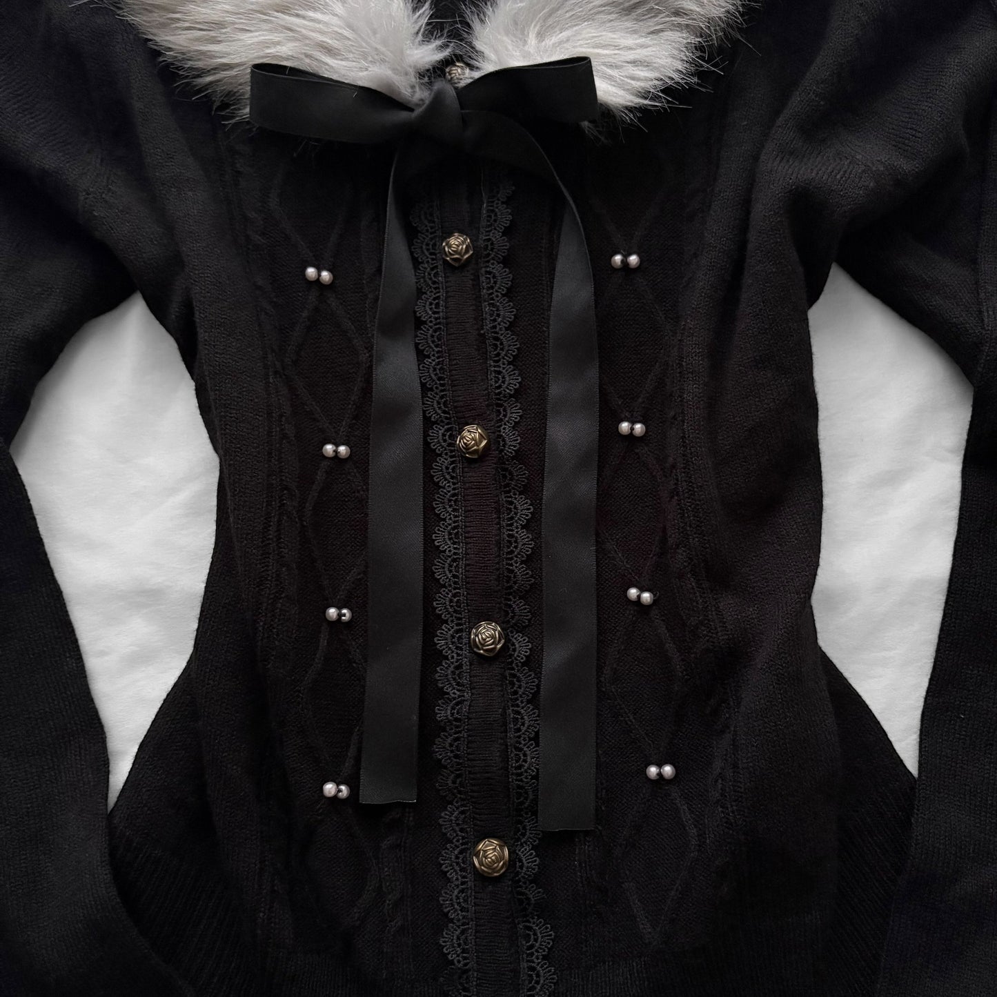 ‘Axes Femme’ Cardigan Top with Faux Fur
