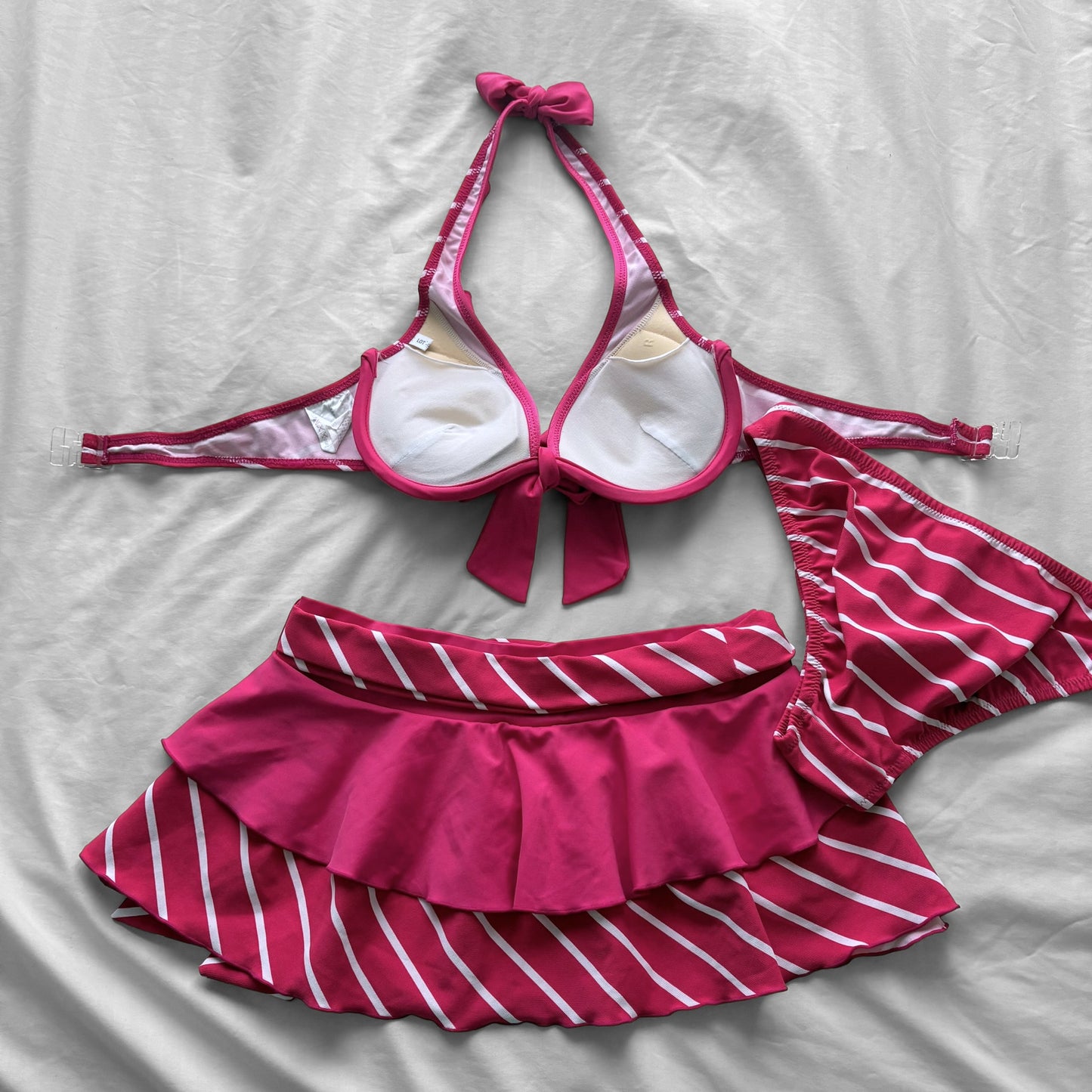 M size•Hot Pink Striped bikini Set