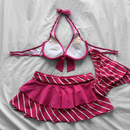 M size•Hot Pink Striped bikini Set