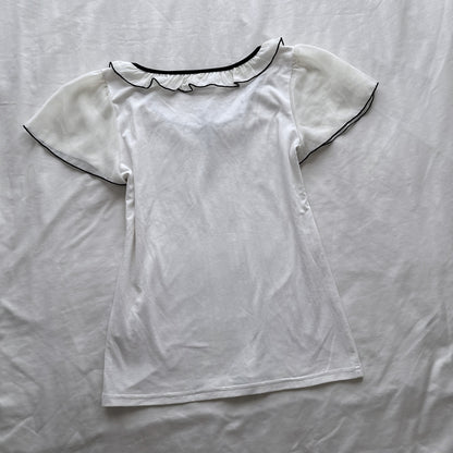 Ivory top with frilly sleeves & neckline